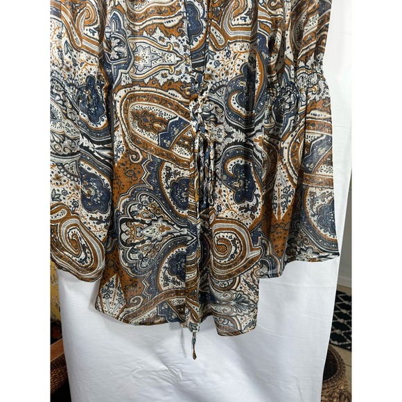 Anthropologie Blu Pepper Off Shoulder Boho Smock Flounse Cowgirl Blouse Women M - Picture 8 of 12